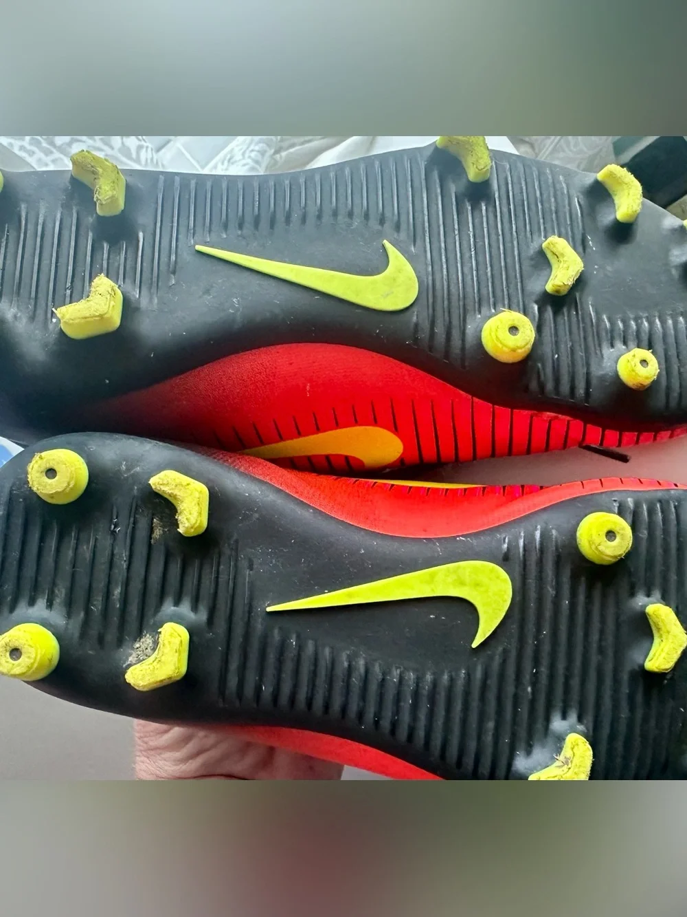 Nike Red Black & Yellow Mercurial Soccer Cleats size Youth 4.0